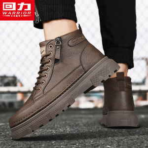 Mens High-Top Waterproof Martin Boots Winter Outdoor Work Slip-Resistant Sports Shoes American British Style Leather Shoes
