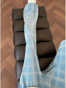 ZHUOCAN | American Check Blue Light Ice Silk Sporty Leisure Pants Slim-fit Trousers