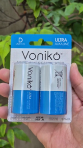 Vỉ 2 viên pin đại Voniko size D Ultra Alkalinesize 1.5V chính hãng