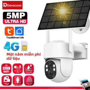 Camera An Ninh Thông Minh Năng Lượng Mặt Trời Tuya 4G 5MP Với Tính Năng Theo Dõi Chuyển Động Người Tầm Nhìn Ban Đêm Màu Sắc Đầy Đủ Chống Nước Sử Dụng Trong Nhà/ngoài Trời