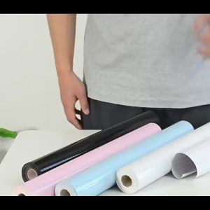 6M Plain Gloss Paste Wallpaper PVC Pearl Film Waterproof Wallpaper Room DIY Self-adhesive Wardrobe Kitchen Furnitur Renovation