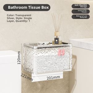Baojia Wang Nordic Style Toilet Paper Box Wall Mounted No Drilling Required Waterproof Creative Bathroom Tissue Holder