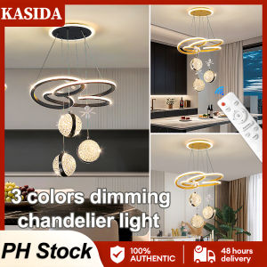 KASIDA creative chandelier modern design hanging light Tri-color Dimming LED pendant light Minimalist Nordic chandelier light drop lights for living room dining room loft decorative fixture