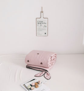 Summer Double-Sided Lyocell Modal Air Conditioner Quilt Embroidered Cute Princess Style Heart Stitch Cool Feeling Light Weighted Blanket