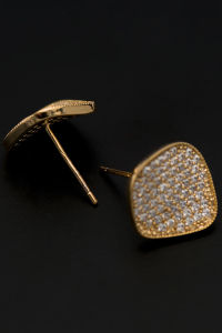 Ultra-Shiny Gold Plated Diamond Geometric Elegant Fashion Earrings Business Commuting Versatile Daily Matchmaking Ear Jewelry