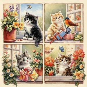 HUACAN 11CT Cross Embroidery Landscape Nature House Cat Animal Handicrafts diy DMC Thread Hand Sewing Wall Decor