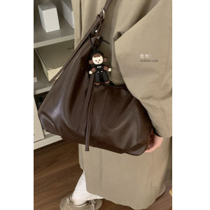 Retro Large Capacity Crossbody Bag Womens Winter 2024 New Fashionable Tote Bag Simple Underarm Bag Soft PU Leather Casual