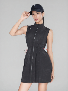 EUROPEAN TOUR | Sleeveless Stand Collar Slim Fit Dress