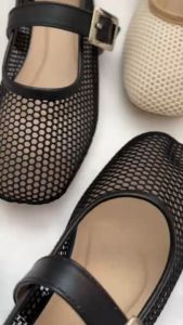 BERRY TASHA Comfortable Chic Boho Fashion One Adjustable Strap Anti-Slip Mesh Doll Shoes for Women