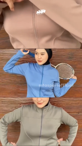 MTA SPORT - Jaket Olahraga Lengan Panjang Fit Body Wanita - Cewek Jaket Lengan Panjang Wanita Yoga Pilates Lari Gym Fitness Padel Premium Quality DKN