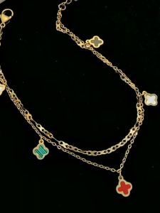 Gelang Tangan Titanium Bunga Semanggi Rainbow Terbaru Gelang Tangan Titanium Anti Karat Tidak Luntur