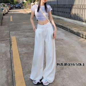 กางเกงยีนส์ทรงหลวมเอวสูง ทรงตรง กางเกงขายาวทรงขากว้าง ผ้าฝ้ายผสมโพลีเอสเตอร์ ฤดูร้อน 2024 กางเกงยีนส์ทรงหลวมสำหรับผู้หญิง