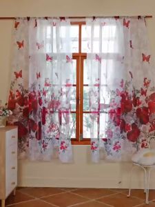 New Design Elegant Lace Curtains Flower 100x200CM Transparent Kurtina Door Window COD