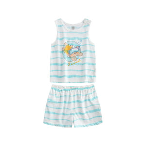 Bộ Đồ Mùa Hè MellaBella Cho Bé Trai Và Bé Gái Bằng Vải Cotton Mềm Mại Mỏng Không Tay Quần Short Hai Mảnh Mặc Thường Ngày