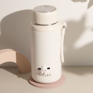 Diller Pure White Good-looking Thermos Cup with Tea Infuser 316 Stainless Steel Liner Water Cup Portable Portable Cup