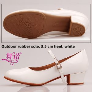 WUNUO | Shiny Square-Toe Mid-Heel Dance Shoes for Modern and Ethnic Dance