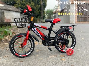 Xe đạp trẻ em cho con trai từ 3 đến 5 tuổi  xe trang bị tay lái thể thao sừng trâu khung thép chắc chắn - lắp ráp hoàn thiện 95% xe
