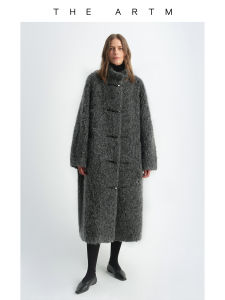 Warm Thick Long-haired Alpaca Fur Coat Gray Ladies