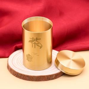 Portable Small Size Brass Tea Storage Canister Sealed Leaf Tea Tin Compact Travel Companion Luxury Tea Preservation Jar