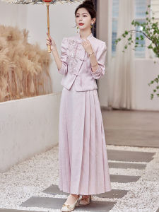 New Chinese Style Heavy Embroidery Two-Piece Set Womens Spring Autumn New Fashion Sensation National Trend Horse Tailed Skirt