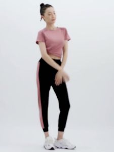 Juyitang Yoga Outfit Two-Piece Set Mesh Short Sleeve Top Running Yoga Pants Fitness Clothing Sports Set