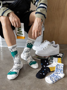 ถุงเท้าบาสเก็ตบอลผ้าฝ้ายแท้ครึ่งแข้งสำหรับผู้ชาย ถุงเท้ากีฬาป้องกันกลิ่น ถุงเท้าฤดูใบไม้ผลิและฤดูใบไม้ร่วงสำหรับเยาวชนและวัยรุ่น