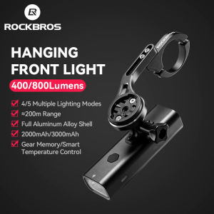 ROCKBROS 400LM 800LM Bike Front Light with Extension Mount IPX6 Type-C Bicycle Hanging Light Aluminum MTB Road Cycling Headlight