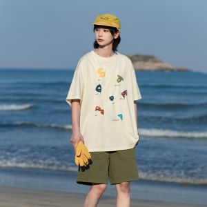 Loose Fit T-Shirt Short Sleeve Rock Climbing Transforming Letter Print Casual Style Summer Top for Women by ZYNHZ