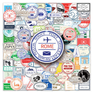 Waterproof Stamp Graffiti Travel DIY Skateboard Luggage Sticker Retro Creative Cross-Border Mail Mark Adhesive Decal