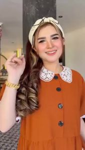 AMANDA DASTER SAKU VIRAL DRESS WANITA LUCU KOREAN STYLE ELEGAN MODERN KEKINIAN REMAJA HITS