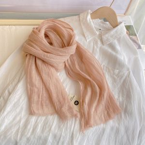 Pure Color Cotton Linen Scarf for Women Versatile Style Perfect for Spring Autumn Thin Winter Ideal for Students Korean Version Summer Wrinkle Resistant
