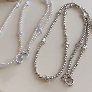 TA [New] Tali Lanyard Selempang Hp Manik Manik Silver Chrome Hearts Beads Love PhoneSling Lanyard Simple SM312