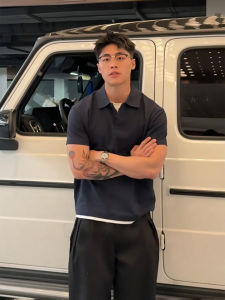 Áo Thun Polo Cotton Thêu Cổ Polo Tay Ngắn Mùa Hè Màu Xanh Lam Cho Nam Áo Thun Cổ Polo Phong Cách Mỹ Cổ Điển Giản Dị Thanh Lịch