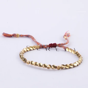 FLECI Buddha Tibetan Copper Beads Healing Luck Bracelet Gold Ball Wealth and Prosperity Couple Bracelet Unique Design Good Luck Abundance Money Bracelet For Women Men