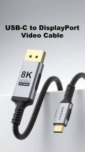 Hagibis | Hagibis 8K USB C to DisplayPort Cable 1.4 High Refresh Rate DP Cable 8K 60Hz 4K 240Hz 2K 360Hz for Gaming Monitor Graphics Card