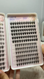 17 MILE 288 Clusters Glue Free Sunflower Fish Tail Trilogy False Eyelashes Natural Soft Self-adhesive Eye Lashes Layered Manga Eye False Eyelash Extension with Tweezers