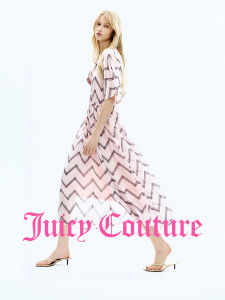 Juicy Couture | Pink Hand-painted Stripe Print Chiffon Dress