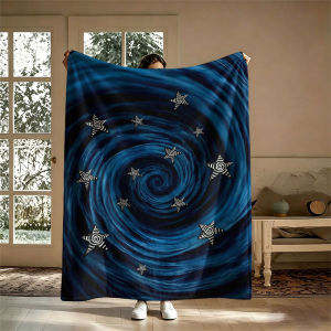 BILIBILI | Swirl Stars Van Gogh Blue Flannel Blanket Perfect for Sofa Office Bed Travel Sleep Read Relax Camping Four Season Use