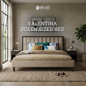 Home Suite Valentina 60×75 Queen Bed with Modern Upholstered Bed Frame Powder-Coated Steel Structure Patented RG Double Lock System Knockdown Design & BS EN 1725 Safety Standard Approved