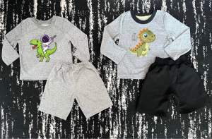 Baju lengan panjang laki laki set celana pendek (setelan) usia 3-6thn