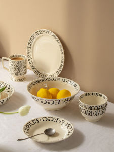 French Style Ceramic Rice Bowl Set Home Use round Shape Dinnerware Set Salad Bowl Soup Cup High Aesthetic Value Utensils