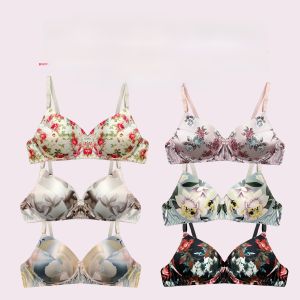 Silk Ice Silk Printed Seamless Thin Strapless Bra Womens Summer Sweat Absorbent Smooth Surface No Steel Ring Midlife Mom Bra