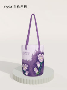 Large Capacity Canvas Bucket Bag Single Shoulder Commuter Bag Early Eight Working Hours Versatile Yutou Purple Bell Orchid