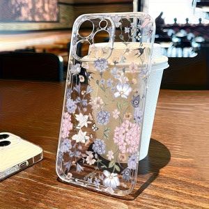 Romantic Floral Print Phone Case For iPhone 17 16 15 14 13 12 11 Pro XS Max X XR 7 8 Plus Air Mini 17E 16E Clear Soft TPU Cover