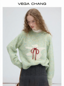 VEGA CHANG | Áo Sweater Len Thiết Kế Gấu Đáng Yêu Chất Liệu Bông Xù
