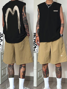 เสื้อยืดแขนกุดคอตตอนแท้สำหรับผู้ชาย สไตล์ฮิปฮอป เทรนด์สตรีท ดีไซน์เรียบง่าย ทรงหลวม ใส่สบาย ฤดูร้อน 2023