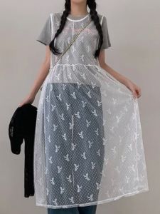 Váy Vest in Hoa Cổ Tròn Mùa Hè Cho Nữ Váy Dài Vừa Phải Không Tay Kiểu Dáng H Chất Liệu Cotton Phong Cách Công Sở Hàn Quốc