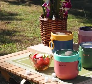 Portable Stainless Steel Soup Cup Lunch Food Containers Cute Shape Vacuum Flasks Thermo Cup Microwave Heating With Spoon