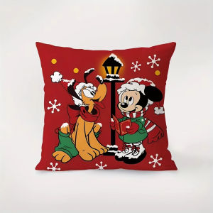 Christmas Mickey and Minnie Pillow Covers Decorative Home Double-sided Print Square Pillow Living Room Decoration Pillowcase