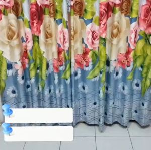 Gorden Korden Hordeng Tirai Pintu Jendela Kamar Smokring 12 Ring Motif Bunga Tulip Batik Polos Embos Murah COD